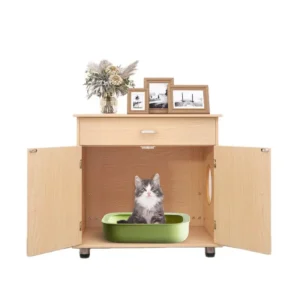 Ventilated Cat Litter Box Hidden Cabinet