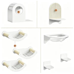 The Minimalist White Cat Wall Gym Set
