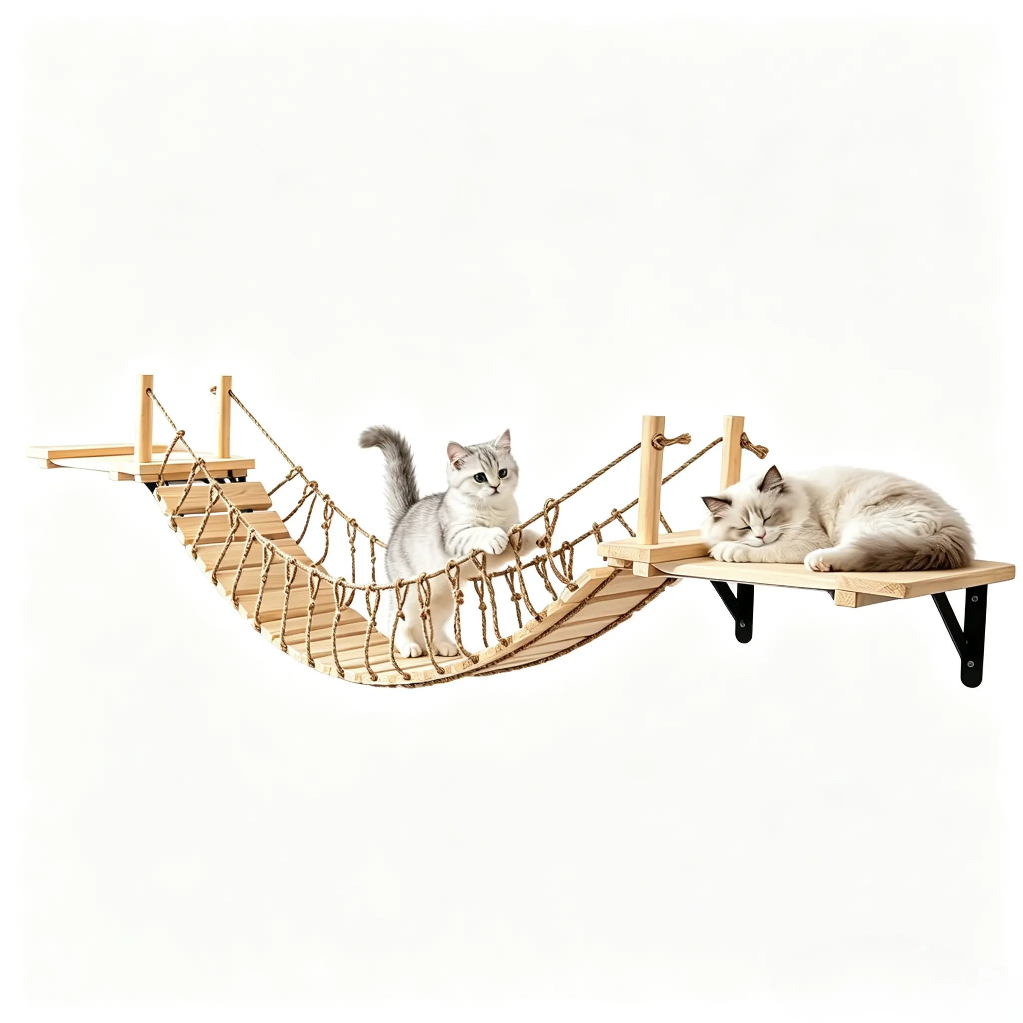 Macrame-Style Wall Cat Walkway